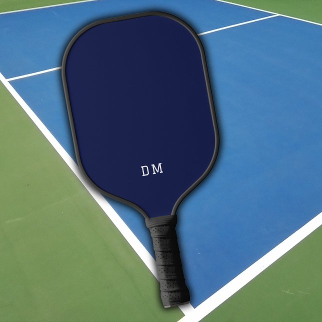 Professional Basic Navy Blue Monogram Initials Pickleball Paddle (Creator Uploaded)
