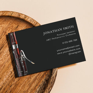 Professional Bassoon Black&White Modern Business Card