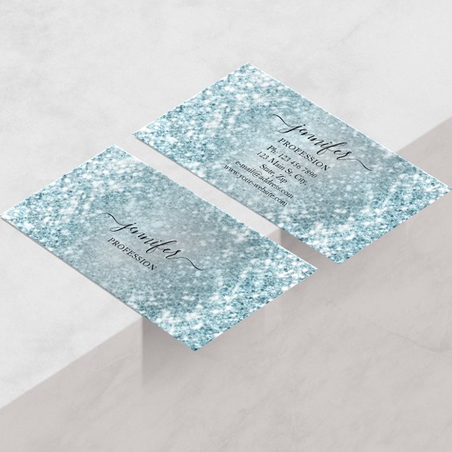 Professional Beauty Consulting Blue Glitter Spark Business Card (Creator Uploaded)