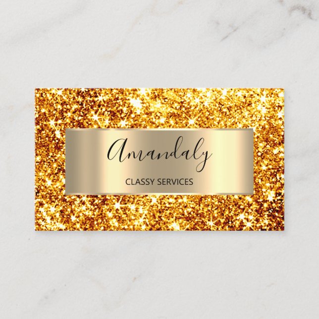 Professional Beauty Hairdresser Glitter Honey Gold Business Card (Front)