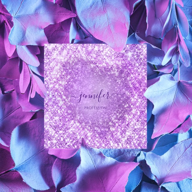 Professional Beauty Makeup Artist Glitter Purple Square Business Card (Creator Uploaded)
