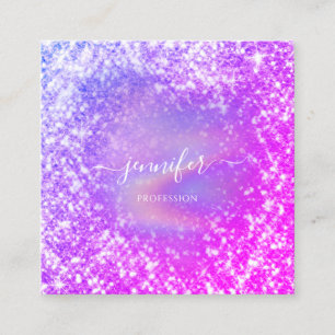 Professional Beauty Makeup Artist Glitter Spark Square Business Card