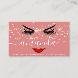 Professional Beauty Makeup Gold Lash Rose Lips   Business Card