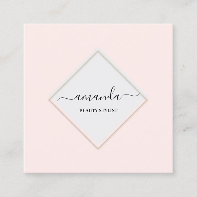 Professional Beauty Makeup Logo Pink MInimalism Square Business Card (Front)