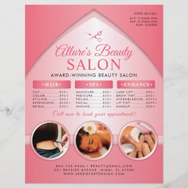 Professional Beauty Salon Price List Flyer (Front)