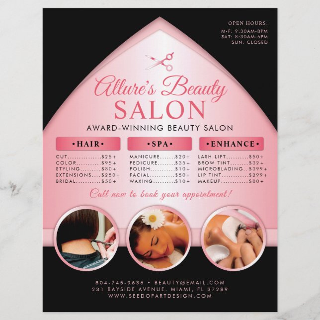 Professional Beauty Salon Price List Flyer (Front)