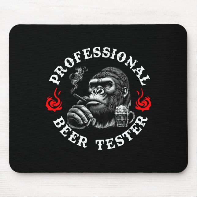 Professional Beer Tester Funny Drinking Monkey Quo Mouse Pad (Front)