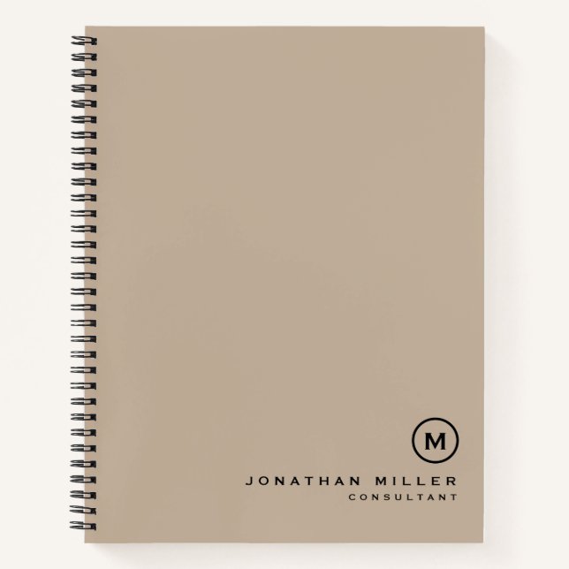Professional Beige Black Monogram Notebook (Front)