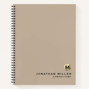 Professional Beige Gold Monogram Notebook