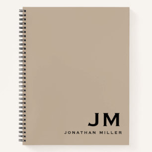 Professional Beige Monogram Initials Notebook