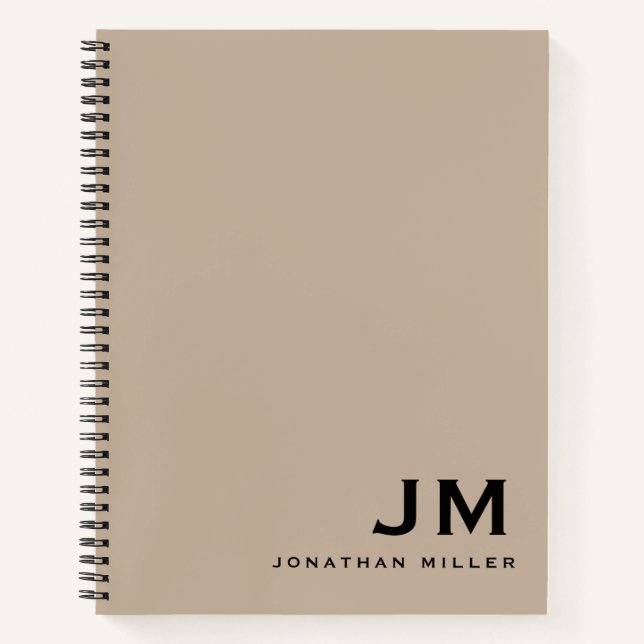 Professional Beige Monogram Initials Notebook (Front)