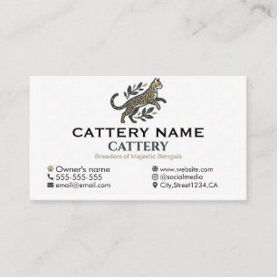 Professional Bengal Cat Cattery Customisable  Business Card