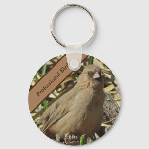 Professional BIrder Small Brown Towhee Photo Bird Key Ring