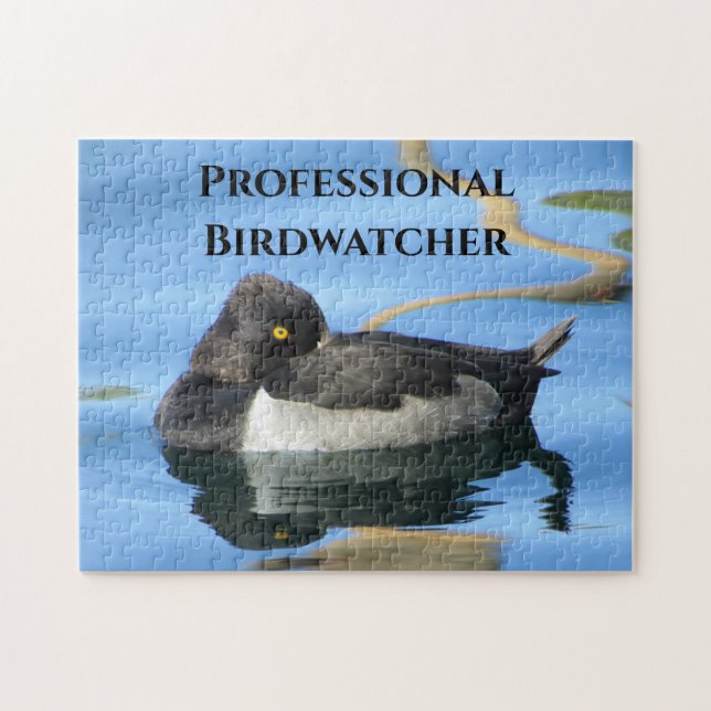 Professional Birdwatcher Duck Blue Water Wild Bird Jigsaw Puzzle (Horizontal)