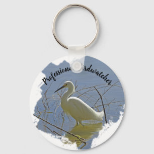 Professional Birdwatcher White Egret Photo Birder Key Ring
