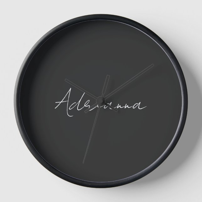 Professional black add your name handwriting retro clock (Front)