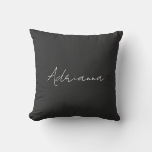 Professional black add your name handwriting retro cushion