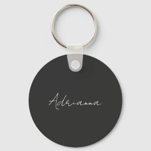 Professional black add your name handwriting retro key ring