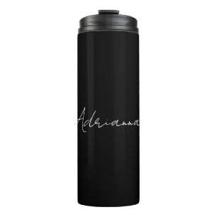 Professional black add your name handwriting retro thermal tumbler