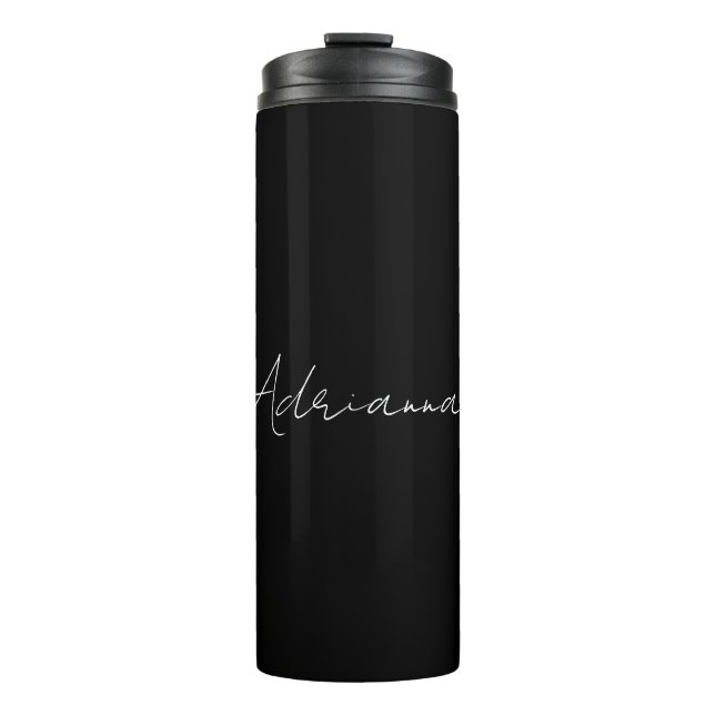 Professional black add your name handwriting retro thermal tumbler (Front)