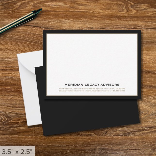 Professional Black and Gold Business Note Card (Creator Uploaded)