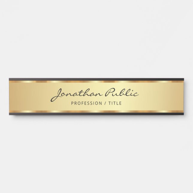 Professional Black And Gold Handwritten Script Door Sign (Front)
