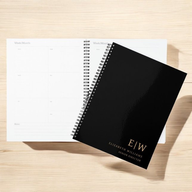 Professional Black and Gold Monogram Initial Planner (Creator Uploaded)