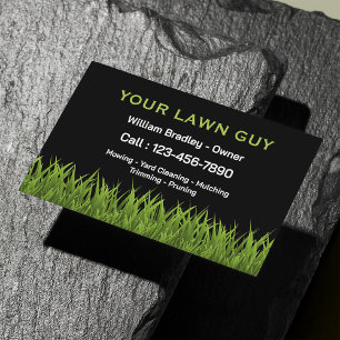 Professional Black and Green Grass Lawn Service Magnetic Business Card