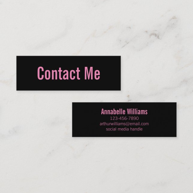 Professional Black and Pink Contact Card (Front/Back)