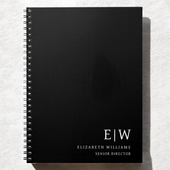 Professional Black and White Monogram Initial Notebook (Creator Uploaded)