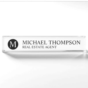 Professional Black and White Nameplate