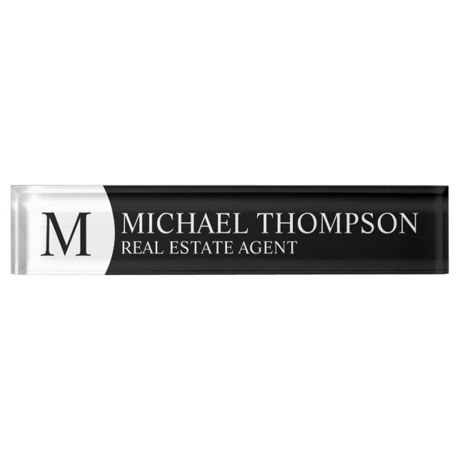 Professional Black and White Nameplate (Front)