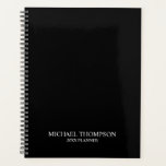 Professional Black and White Planner<br><div class="desc">Professional planner features custom name and text in white classic serif font style on black background.</div>