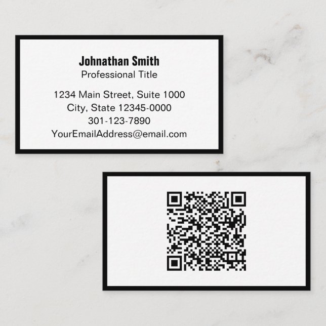 Professional Black and White QR Code Template Appointment Card (Front/Back)