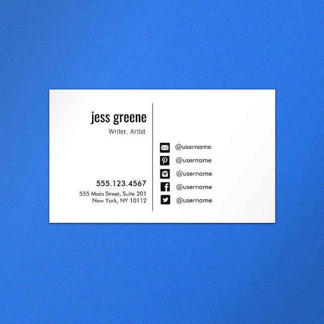 Professional Black and White Social Media Icons Business Card (Creator Uploaded)