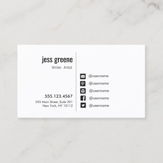 professional black and white social media icons business card social media cards