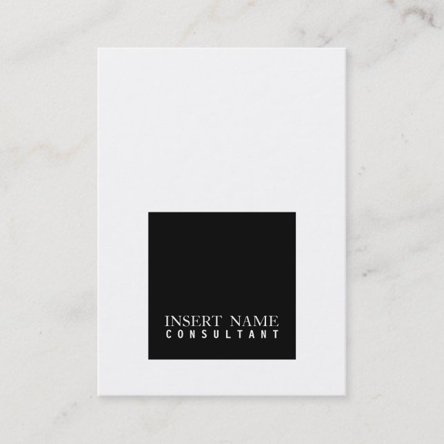 Professional Black and White Square Modern Simple Business Card (Front)