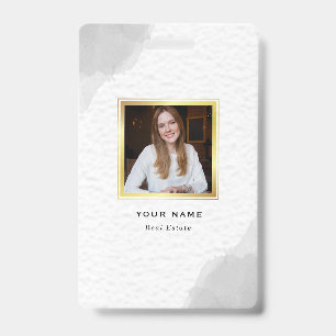 Professional Black and White Watercolor ID Badge