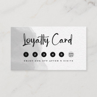Professional Black and White Watercolor Loyalty Card
