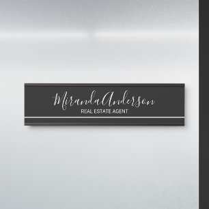 Professional Black and White with Script Name Door Sign