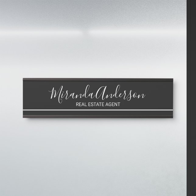 Professional Black and White with Script Name Door Sign (Creator Uploaded)