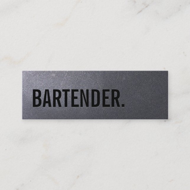 Professional Black Bartender Minimalist Mini Business Card (Front)