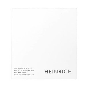 Professional Black Bold Name Business  Notepad