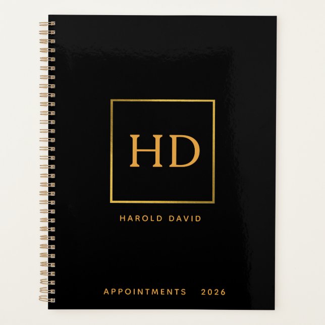 Professional Black Business Planner Personalised (Front)