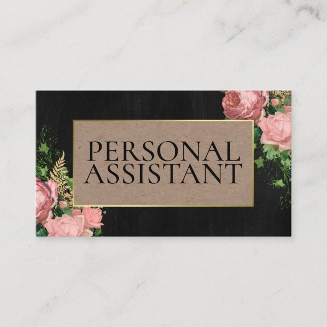 Professional Black Casual Personal Assistant Business Card (Front)