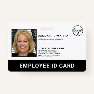 Professional Black Company Logo Employee Photo ID ID Badge