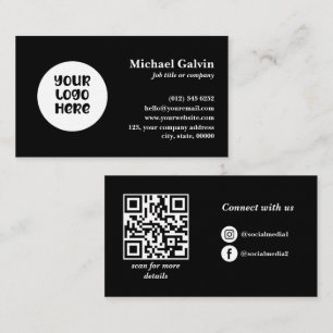 Professional Black Custom Business Logo QR Code Card