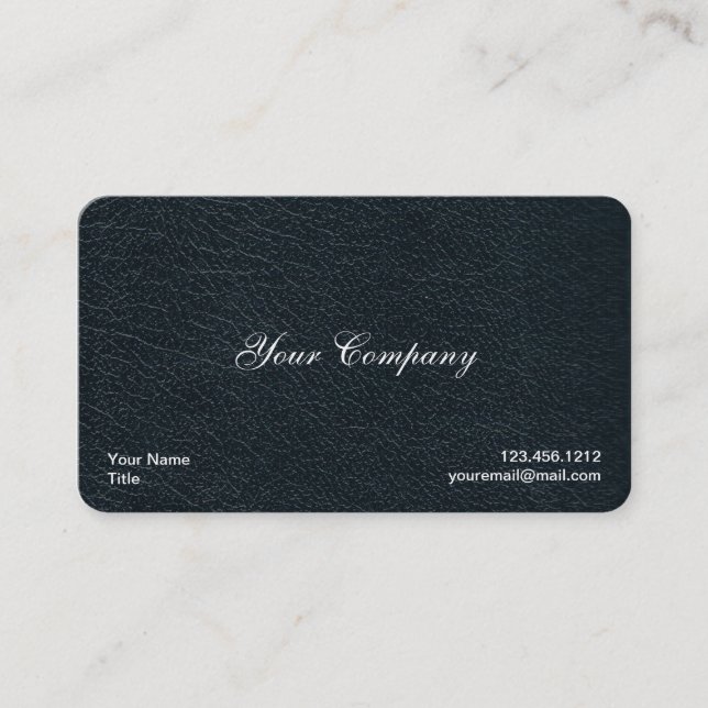 Professional Black Faux Leather Business Cards (Front)