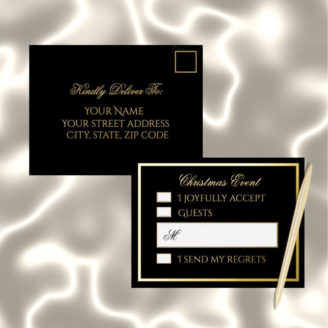 Professional Black Foil Holiday Response Card (Creator Uploaded)