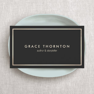 Professional Black Gold Border Business Card